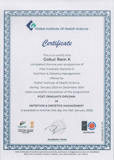 PG Diploma in Nutrition &  Dietetics Management